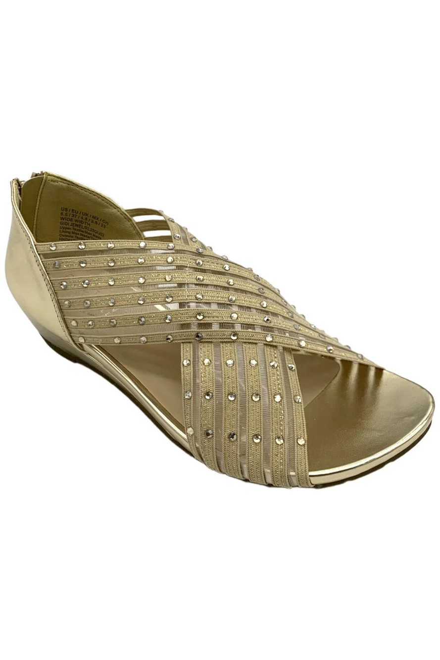 Kenneth Cole Reaction Women's Gigi Jeweled Stretch Sandal Platinum - Wide